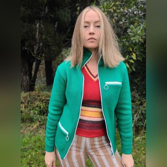The Kelly Green Wool Zip Up TUNDRA Sweater M - Picture 6 of 16